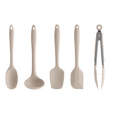 Conjunto De 5 Talheres De Silicone Utensílio De Cozinha Ou Bege